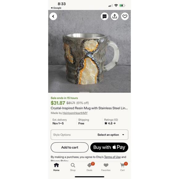 3 Crystal-Inspired Resin Mug w/Stainless by HeirloomHearthMY - Picture 5 of 6